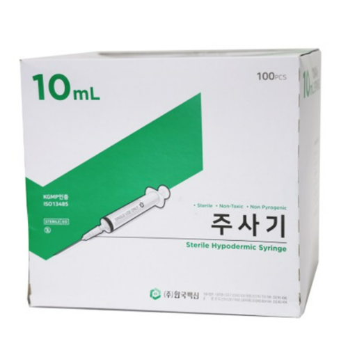 한국백신 멸균 일회용주사기 10cc 21G 1 1/4인치 100개